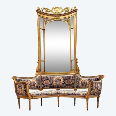 Napoleon III Corner Bench in Gilded Wood