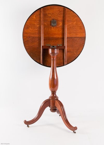 Louis XVI Period Pedestal Table with Mahogany Base and Painted Metal Top, circa 1780