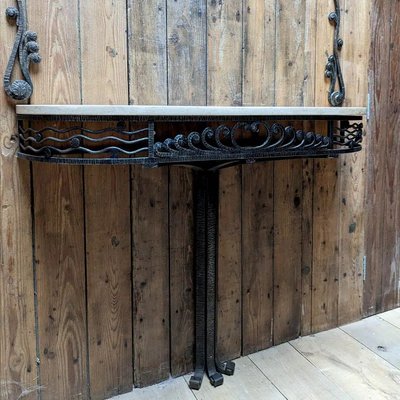 Art Deco Hammered Iron Console Table