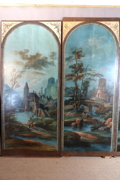 Set of six painted panels (2.60m high) early 19th century