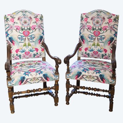 A Pair of Louis XIII Style Armchairs, 18th Century