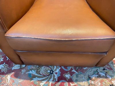 Pair of Art Deco leather club armchairs