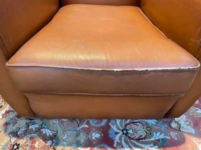 Pair of Art Deco leather club armchairs