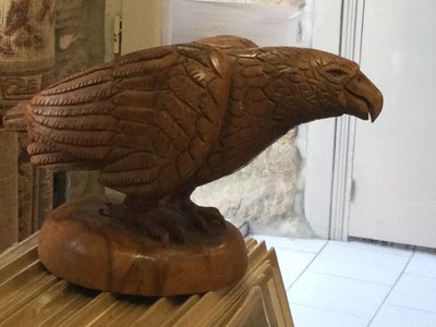 Carved wooden bird of prey