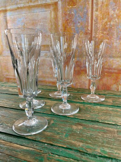 6 Baccarat crystal champagne flutes, Polignac model