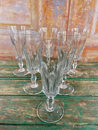 6 Baccarat crystal champagne flutes, Polignac model