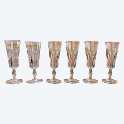 6 Baccarat crystal champagne flutes, Polignac model