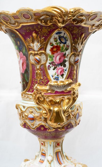 Pair of antique porcelain vases, 19th century, France