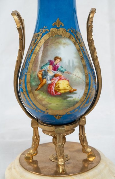 Pair of antique Sèvres porcelain vases, 19th century.