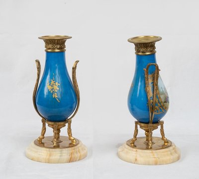 Pair of antique Sèvres porcelain vases, 19th century.