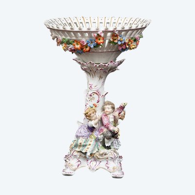 Antique polychrome Sèvres porcelain centerpiece, 20th century.