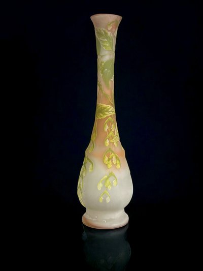 VASE BY ÉMILE GALLÉ 1846-1904 WITH MAPLE BRANCH DECOR ART NOUVEAU PERIOD