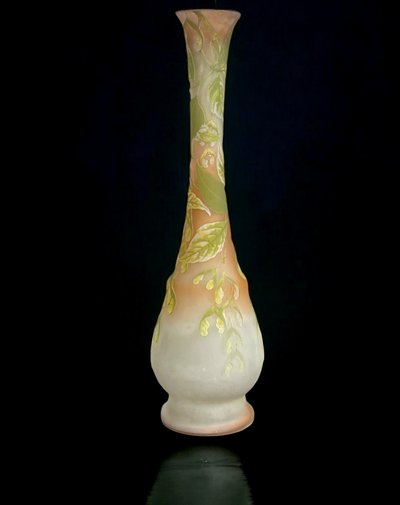 VASE BY ÉMILE GALLÉ 1846-1904 WITH MAPLE BRANCH DECOR ART NOUVEAU PERIOD