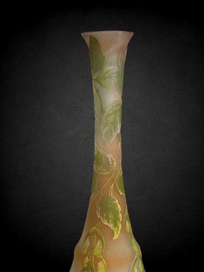 VASE BY ÉMILE GALLÉ 1846-1904 WITH MAPLE BRANCH DECOR ART NOUVEAU PERIOD