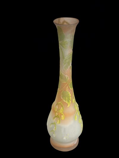 VASE BY ÉMILE GALLÉ 1846-1904 WITH MAPLE BRANCH DECOR ART NOUVEAU PERIOD