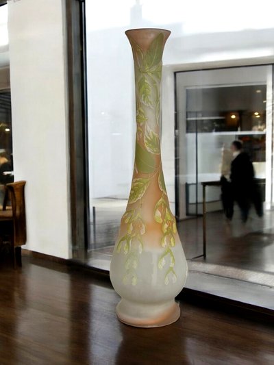 VASE BY ÉMILE GALLÉ 1846-1904 WITH MAPLE BRANCH DECOR ART NOUVEAU PERIOD