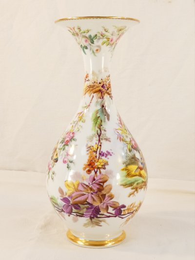 VIEUX PARIS porcelain vase with floral and bird decoration