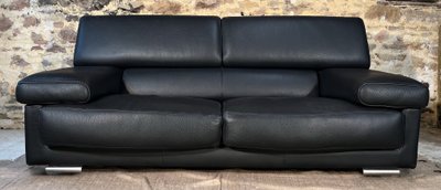 ROCHE BOBOIS Schwarzes Ledersofa ULTIMATE-Modell