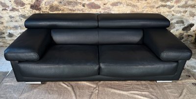 ROCHE BOBOIS Schwarzes Ledersofa ULTIMATE-Modell