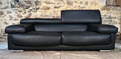 ROCHE BOBOIS Schwarzes Ledersofa ULTIMATE-Modell