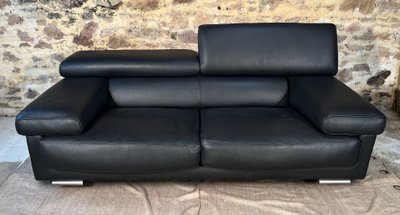 ROCHE BOBOIS Schwarzes Ledersofa ULTIMATE-Modell