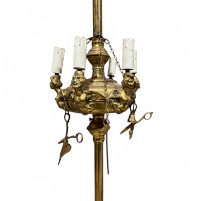 Antique Florentine brass floor lamp