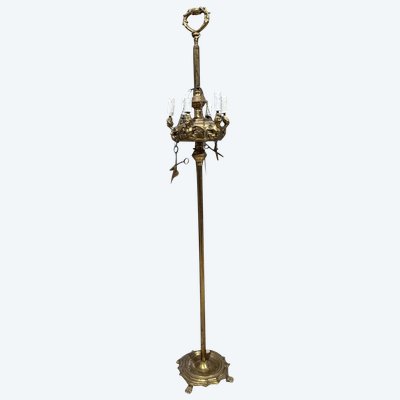 Antique Florentine brass floor lamp