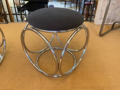 Pair of openwork chrome stools, circa 1970.