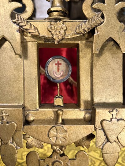 Monstrance Reliquary With A Relic Of The True Cross - 19th Century