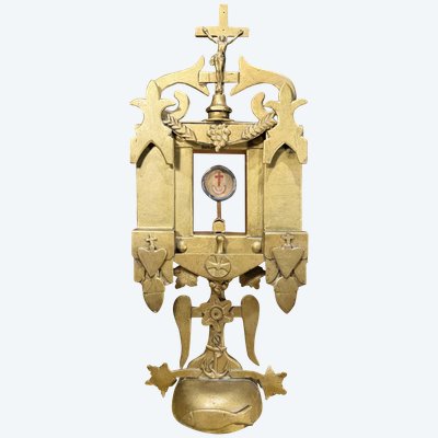 Monstrance Reliquary With A Relic Of The True Cross - 19th Century