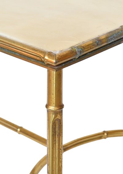 Bamboo-style gilded brass coffee table in the style of Maison Baguès