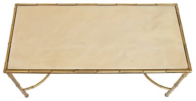 Bamboo-style gilded brass coffee table in the style of Maison Baguès