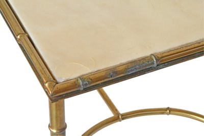 Bamboo-style gilded brass coffee table in the style of Maison Baguès