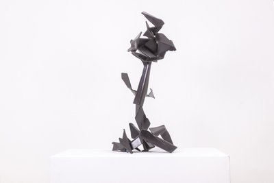 Jean Campa. Geometric sculpture in polished metal. 1980s. LS62141309P