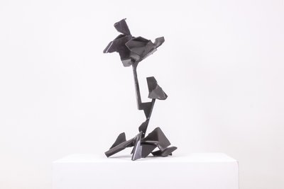 Jean Campa. Geometric sculpture in polished metal. 1980s. LS62141309P