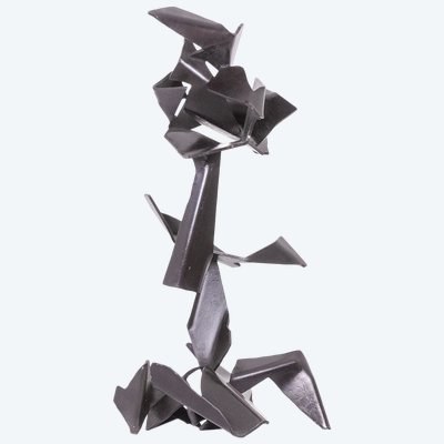 Jean Campa. Geometric sculpture in polished metal. 1980s. LS62141309P