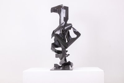 Jean Campa. Vertical sculpture in patinated metal. 1980s. LS62151309P