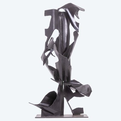 Jean Campa. Vertical sculpture in patinated metal. 1980s. LS62151309P