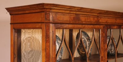 19th Century Mahogany And Burl Walnut Display Cabinet With Lighting