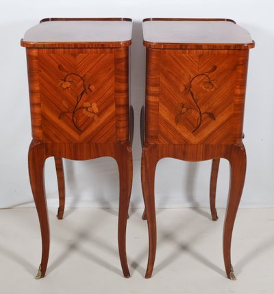 Pair of Louis XV style bedside tables, early 20th century