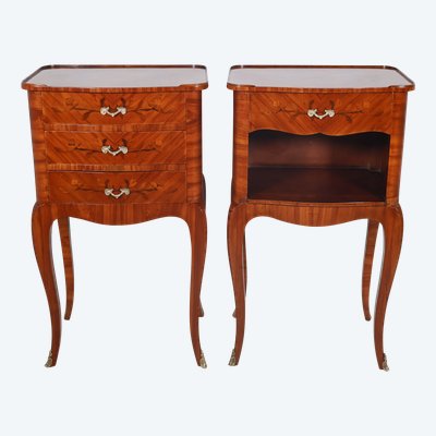 Pair of Louis XV style bedside tables, early 20th century