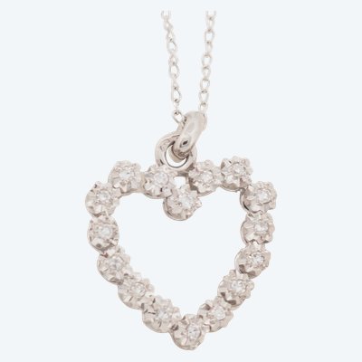 White gold and diamond heart pendant