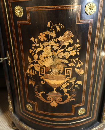 Pair of 19th century inlaid corner cabinets