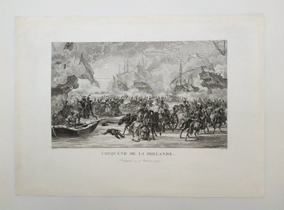 Conquest Of Holland Naval Battle Etching Engraving 19th Century Old Print