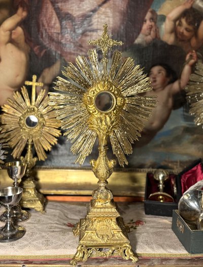 Monstrance in gilded brass – 19th century