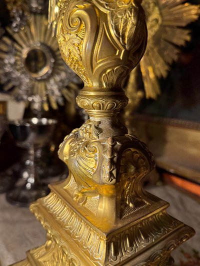 Monstrance in gilded brass – 19th century