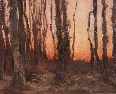 Joseph François 1851-1940 Trees at sunset, landscape, painting, impressionism