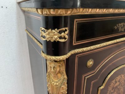 Napoleon III Style Wood and Brass Marquetry Sideboard, 19th Century