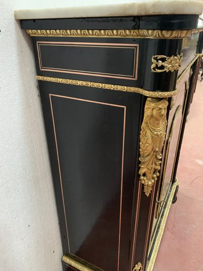 Napoleon III Style Wood and Brass Marquetry Sideboard, 19th Century