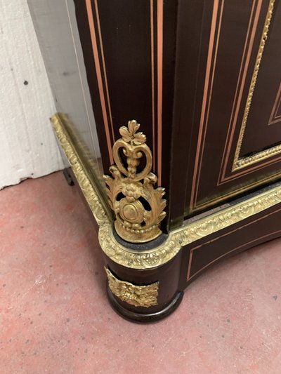 Napoleon III Style Wood and Brass Marquetry Sideboard, 19th Century